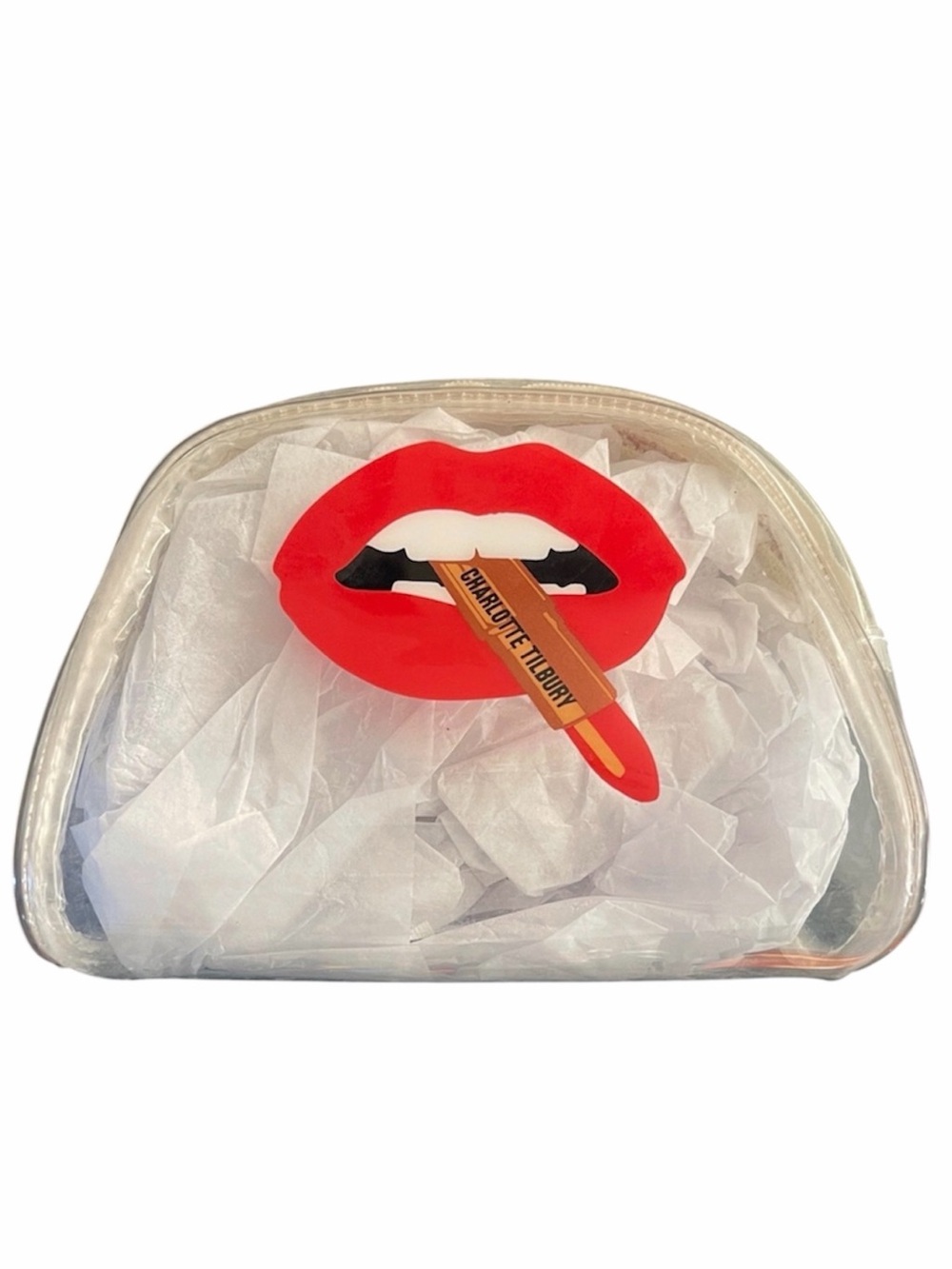 CHARLOTTE TILBURY Makeup Bag Pillow Talk Clear Zippered Hot Lips Cosmetics Case